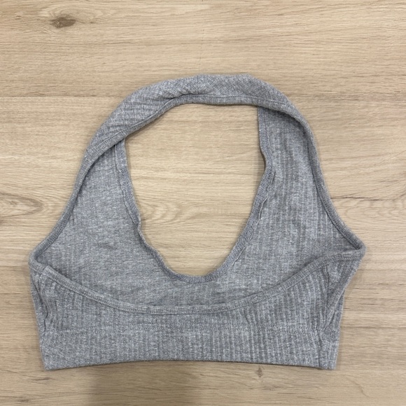 Missguided Gray Ribbed Halter Tank Top - Picture 3 of 4